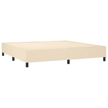 Sommier à lattes de lit et matelas et LED Crème 200x200cm Tissu