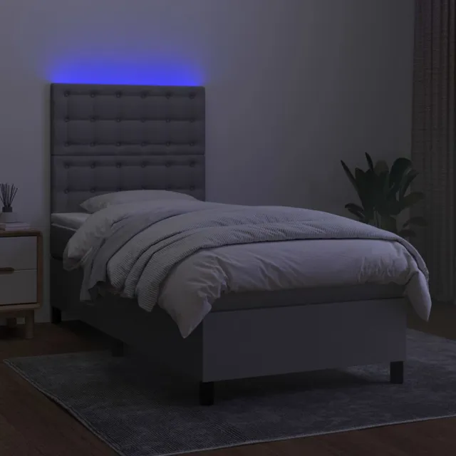 Sommier à lattes de lit avec matelas et LED Gris clair 80x200cm