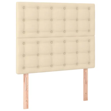 Sommier à lattes de lit et matelas et LED Crème 80x200cm Tissu