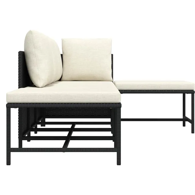 Salon de jardin 5 pcs avec coussins Noir Résine tressée