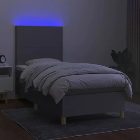 Sommier à lattes de lit avec matelas et LED Gris clair 80x200cm