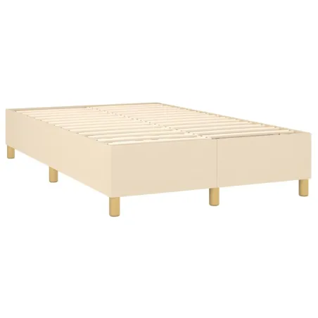 Sommier à lattes de lit et matelas et LED Crème 120x200cm Tissu
