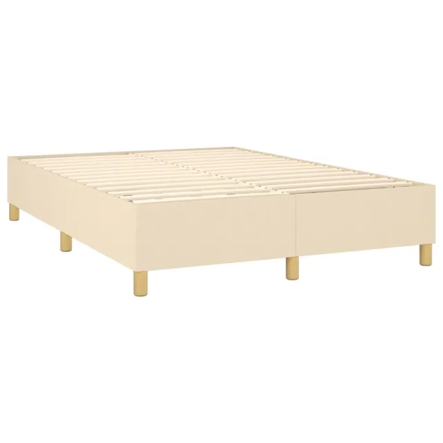 Sommier à lattes de lit et matelas et LED Crème 140x200cm Tissu