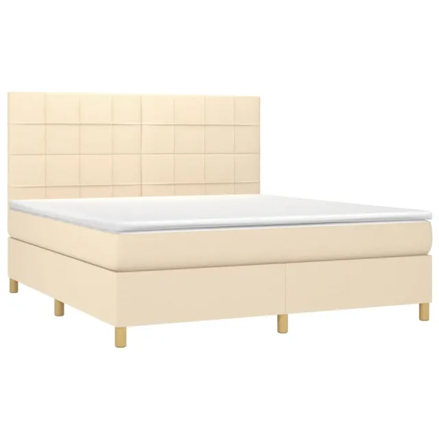 Sommier à lattes de lit et matelas et LED Crème 180x200cm Tissu