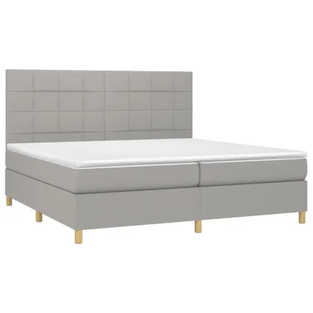 Sommier à lattes de lit matelas et LED Gris clair 200x200 cm