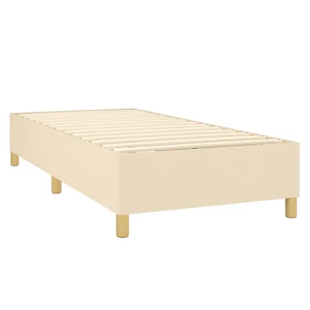 Sommier à lattes de lit et matelas et LED Crème 80x200cm Tissu