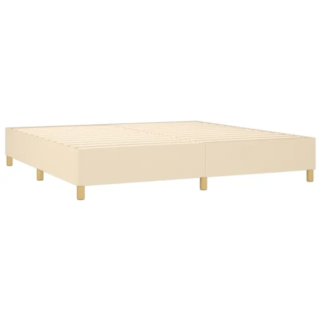 Sommier à lattes de lit et matelas et LED Crème 200x200cm Tissu
