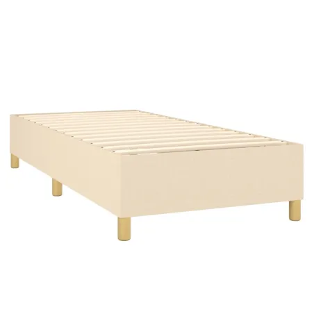 Sommier à lattes de lit et matelas et LED Crème 80x200cm Tissu