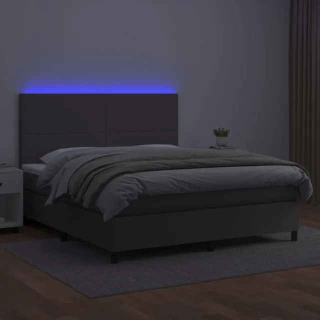 Sommier à lattes de lit avec matelas et LED Gris 160x200 cm