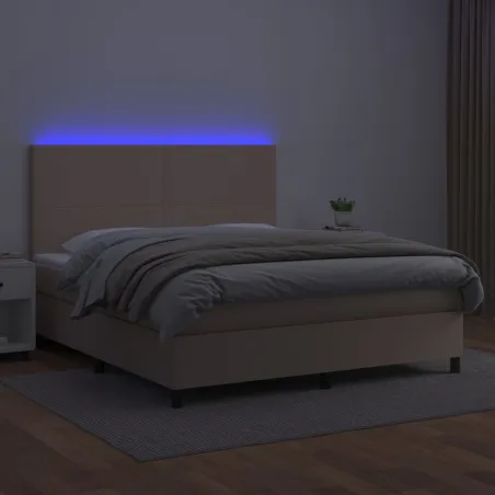 Sommier à lattes de lit avec matelas LED Cappuccino 160x200 cm