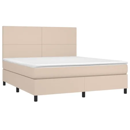 Sommier à lattes de lit avec matelas LED Cappuccino 180x200 cm