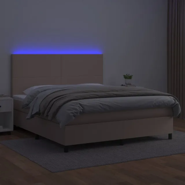 Sommier à lattes de lit avec matelas LED Cappuccino 180x200 cm