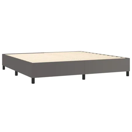 Sommier à lattes de lit avec matelas et LED Gris 200x200 cm