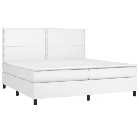 Sommier à lattes de lit avec matelas et LED Blanc 200x200 cm