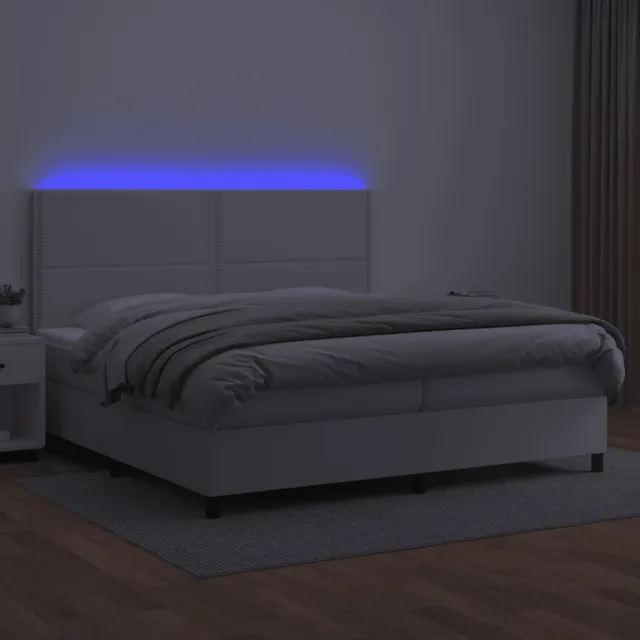 Sommier à lattes de lit avec matelas et LED Blanc 200x200 cm