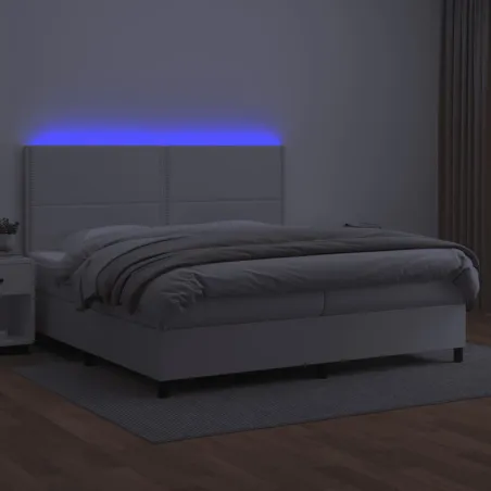 Sommier à lattes de lit avec matelas et LED Blanc 200x200 cm