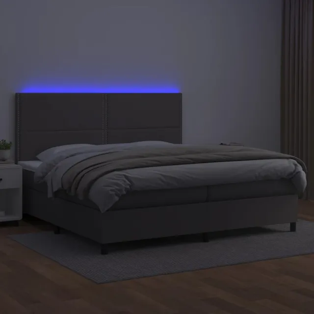 Sommier à lattes de lit avec matelas et LED Gris 200x200 cm