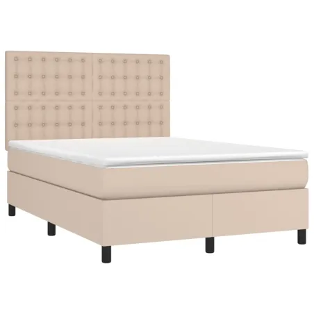 Sommier à lattes de lit avec matelas LED Cappuccino 140x200 cm
