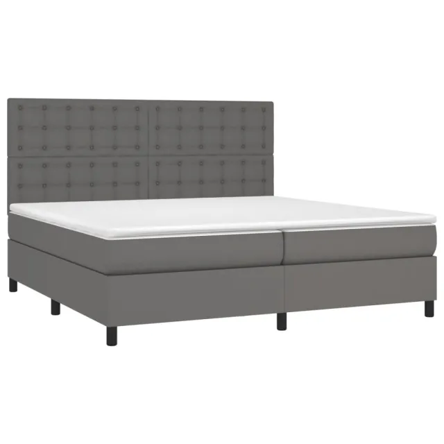 Sommier à lattes de lit avec matelas et LED Gris 200x200 cm