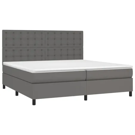 Sommier à lattes de lit avec matelas et LED Gris 200x200 cm