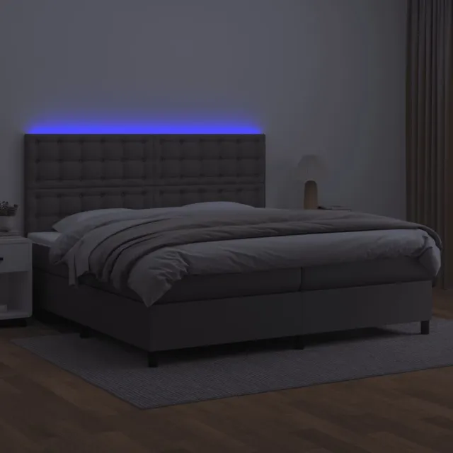 Sommier à lattes de lit avec matelas et LED Gris 200x200 cm