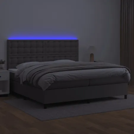 Sommier à lattes de lit avec matelas et LED Gris 200x200 cm