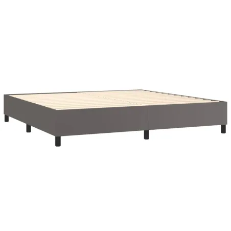 Sommier à lattes de lit avec matelas et LED Gris 200x200 cm