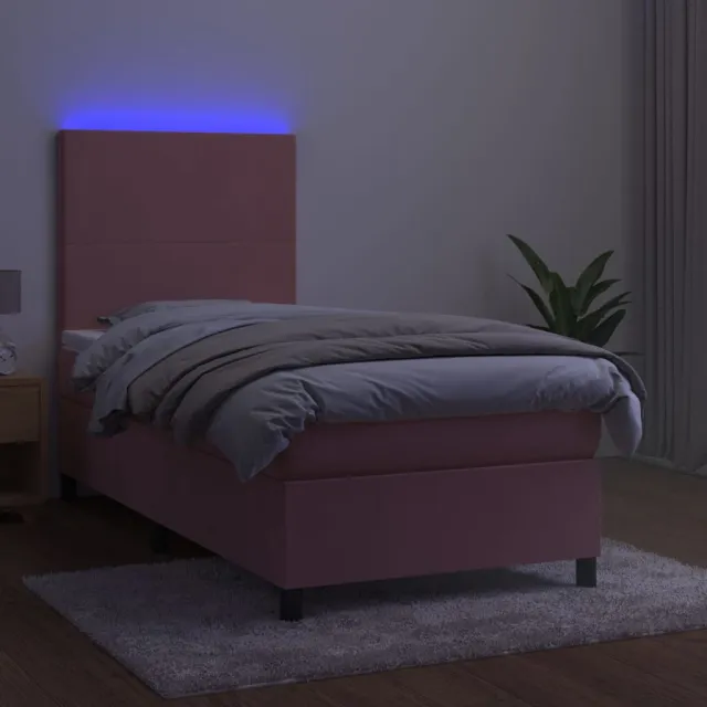 Sommier à lattes de lit et matelas et LED Rose 80x200cm Velours