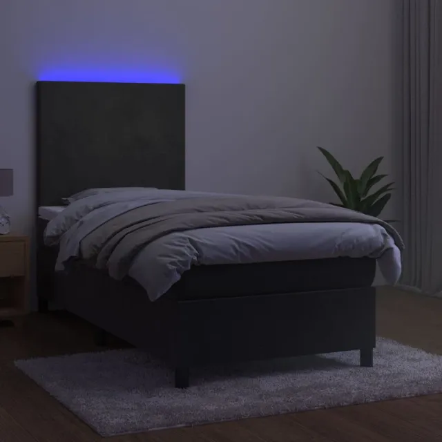 Sommier à lattes de lit avec matelas LED Gris foncé 100x200 cm