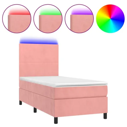 Sommier à lattes de lit et matelas LED Rose 100x200 cm Velours 2