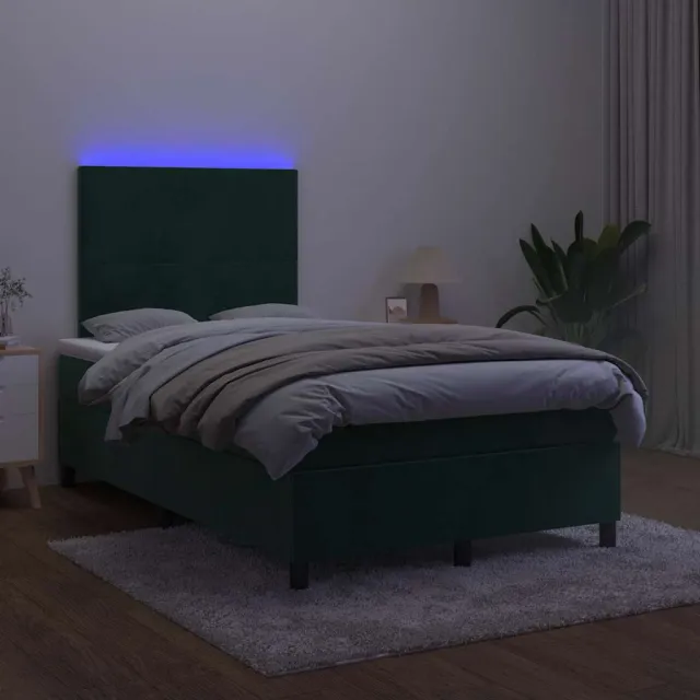 Sommier à lattes de lit avec matelas LED Vert foncé 120x200 cm