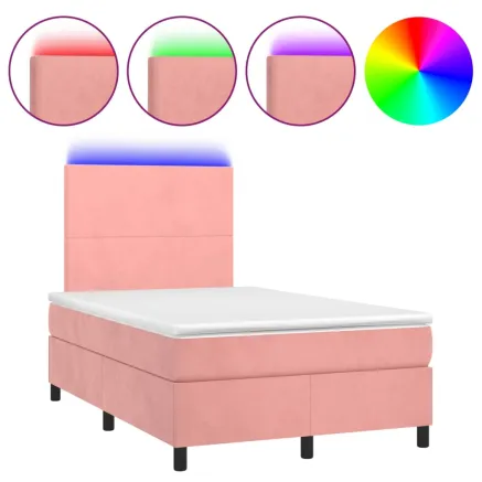 Sommier à lattes de lit et matelas LED Rose 120x200 cm Velours 2