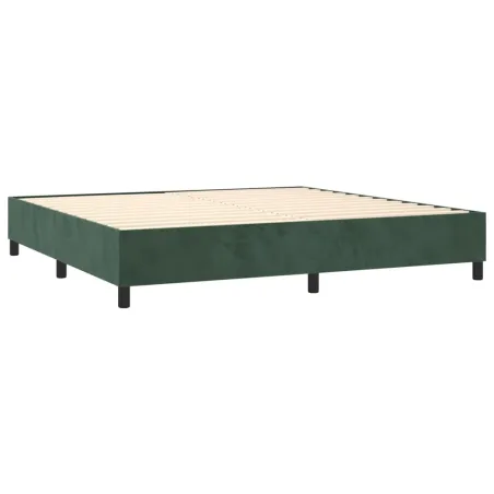 Sommier à lattes de lit avec matelas LED Vert foncé 200x200 cm