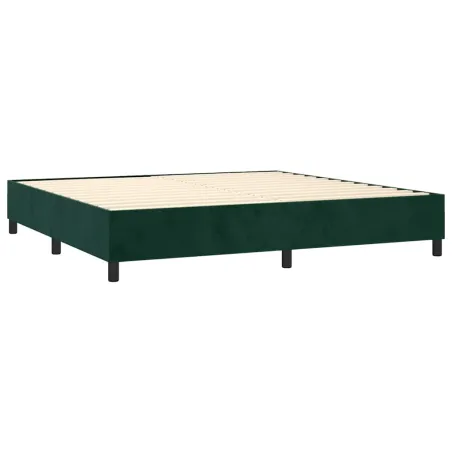 Sommier à lattes de lit matelas et LED Vert foncé 200x200 cm