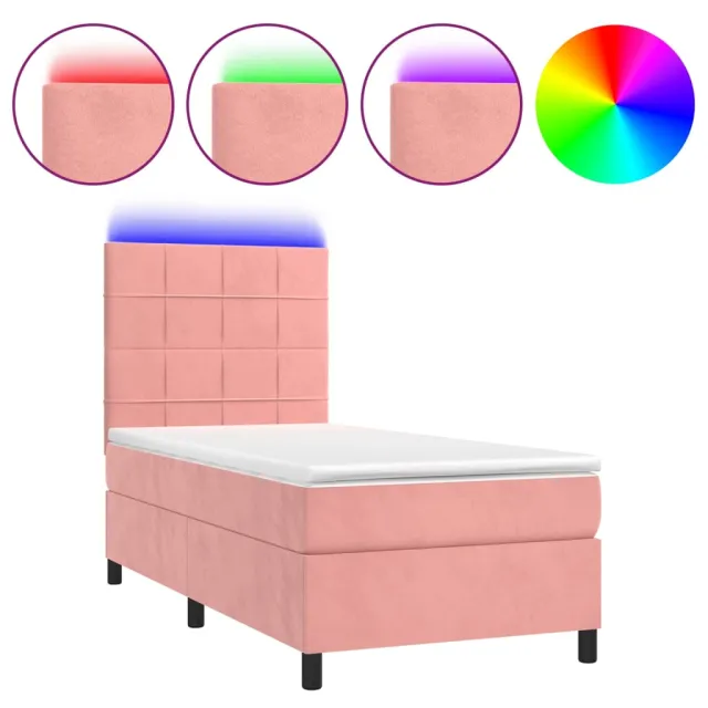 Sommier à lattes de lit avec matelas LED Rose 80x200 cm Velours
