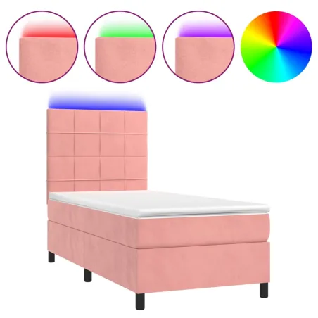 Sommier à lattes de lit avec matelas LED Rose 80x200 cm Velours