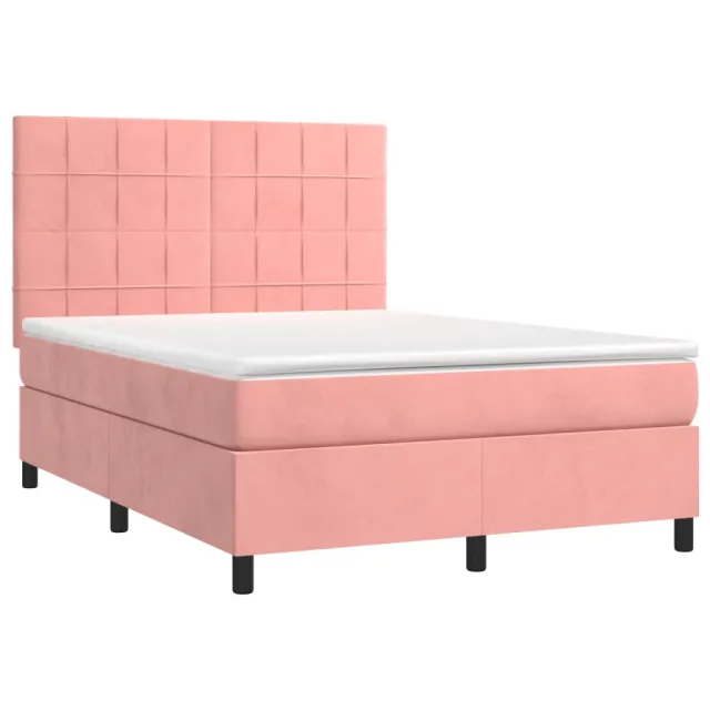 Sommier à lattes de lit matelas et LED Rose 140x200 cm Velours