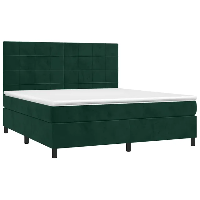 Sommier à lattes de lit matelas et LED Vert foncé 160x200 cm