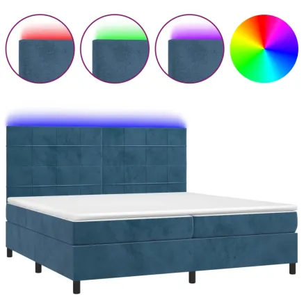 Sommier à lattes de lit matelas LED Bleu foncé 200x200 cm 2