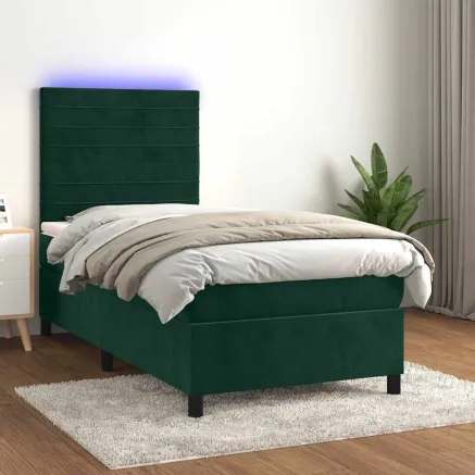 Sommier à lattes de lit matelas LED Vert foncé 80x200cm Velours