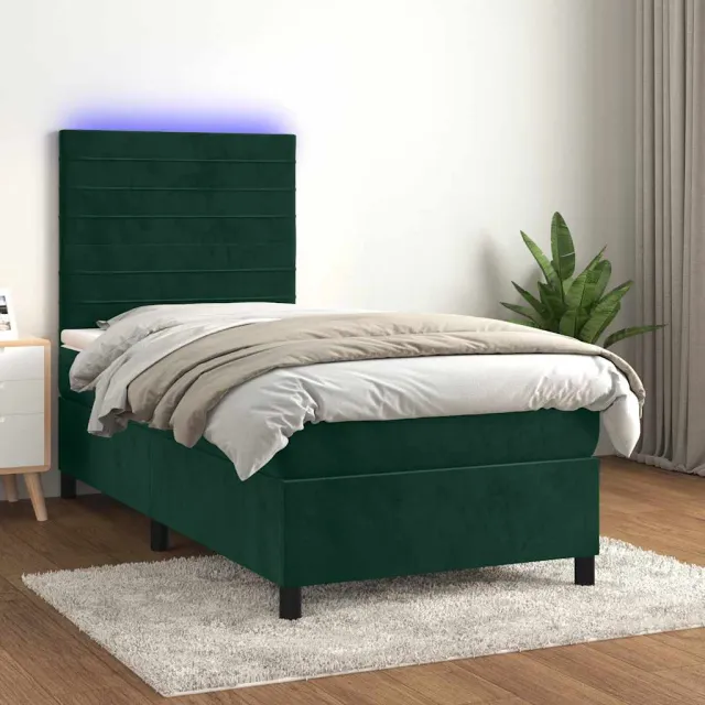 Sommier à lattes de lit matelas LED Vert foncé 80x200cm Velours