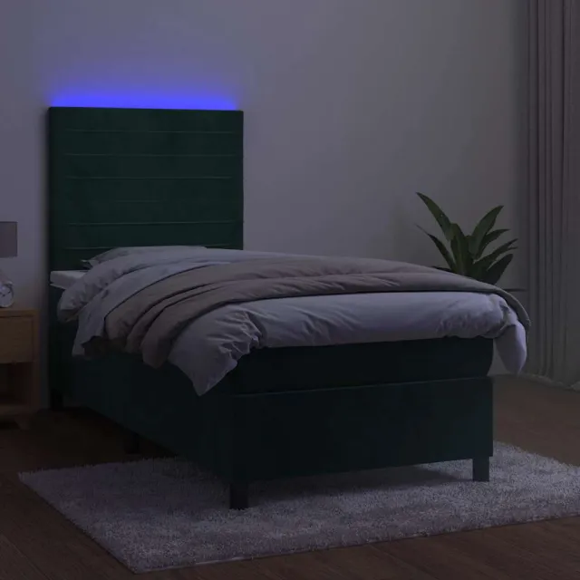 Sommier à lattes de lit matelas LED Vert foncé 90x200cm Velours