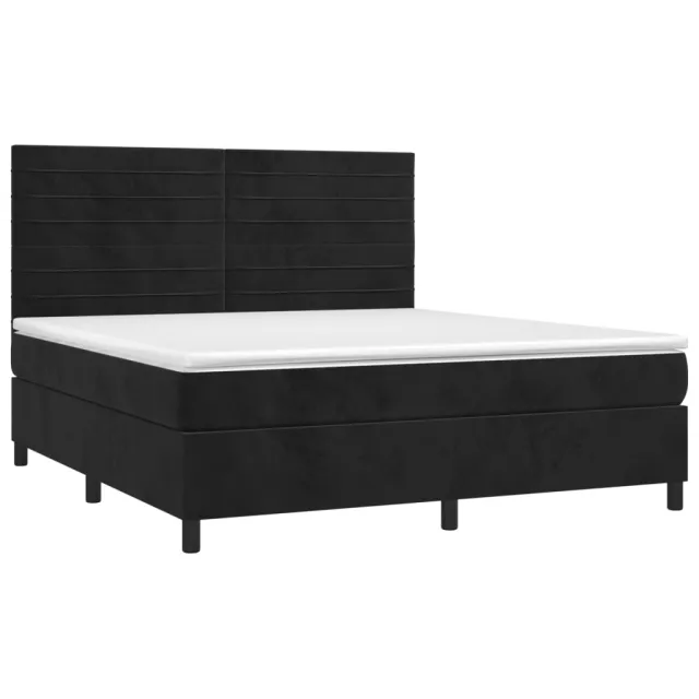 Sommier à lattes de lit avec matelas LED Noir 180x200cm Velours