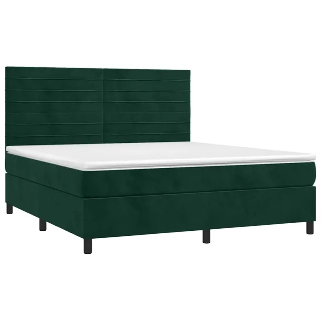 Sommier à lattes de lit avec matelas LED Vert foncé 180x200 cm