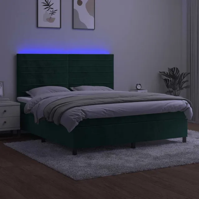 Sommier à lattes de lit avec matelas LED Vert foncé 180x200 cm