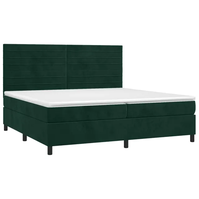 Sommier à lattes de lit avec matelas LED Vert foncé 200x200 cm