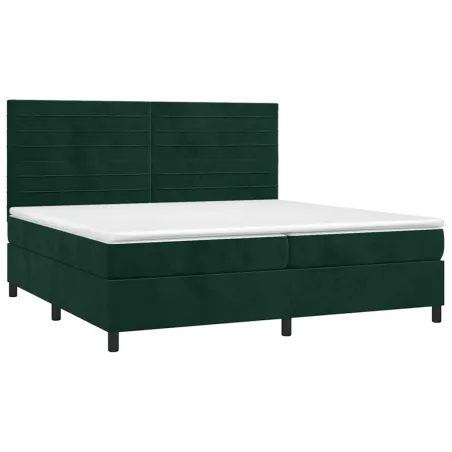 Sommier à lattes de lit avec matelas LED Vert foncé 200x200 cm