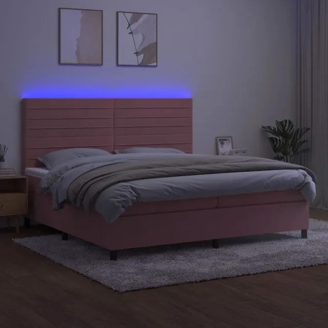 Sommier à lattes de lit avec matelas LED Rose 200x200cm Velours