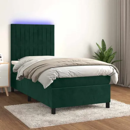 Sommier à lattes de lit matelas LED Vert foncé 80x200cm Velours