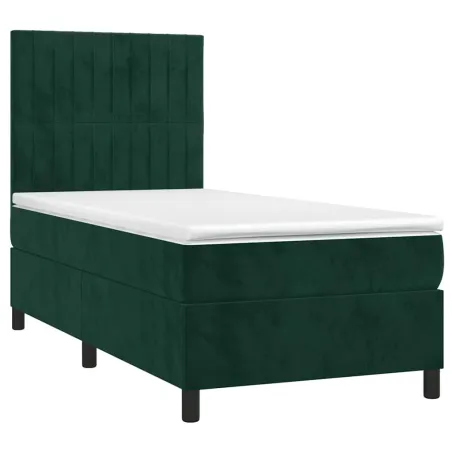 Sommier à lattes de lit matelas LED Vert foncé 80x200cm Velours